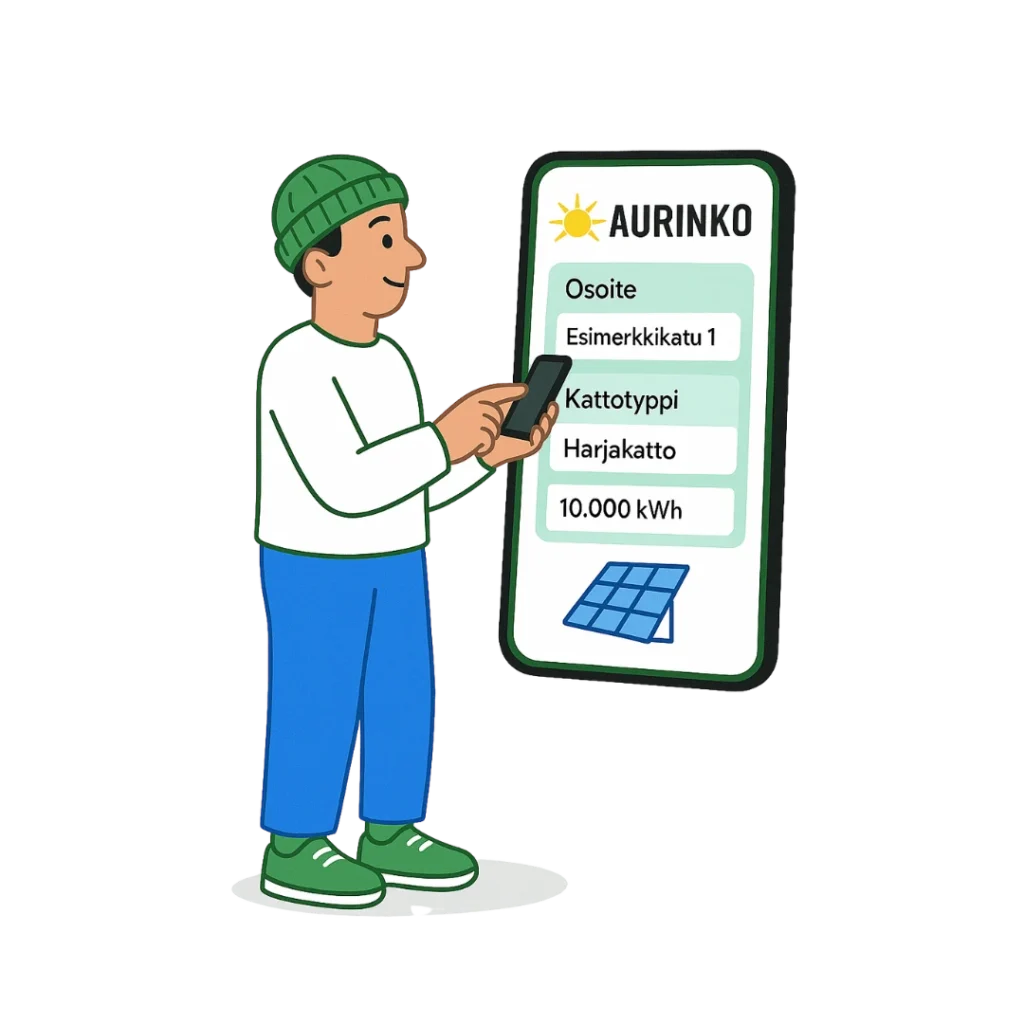 Aloita aurinkopaneelien vertailu hakemuksella.